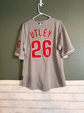Majestic Philadelphia Phillies Chase Utley 26 Authentic Jersey Grey Mens 48